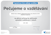 Certifikát SCIO 2019 - 2022